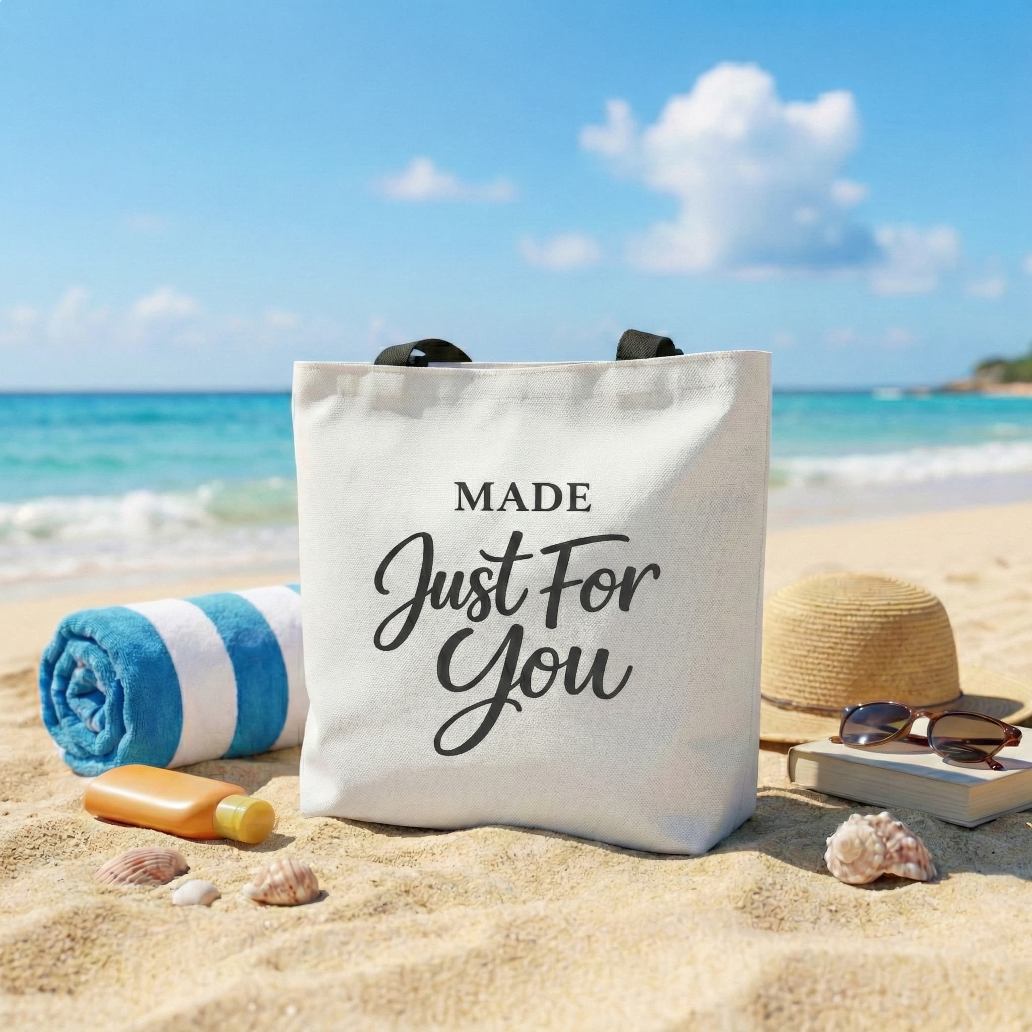Canvas tote bag beach days lifestyle mockup