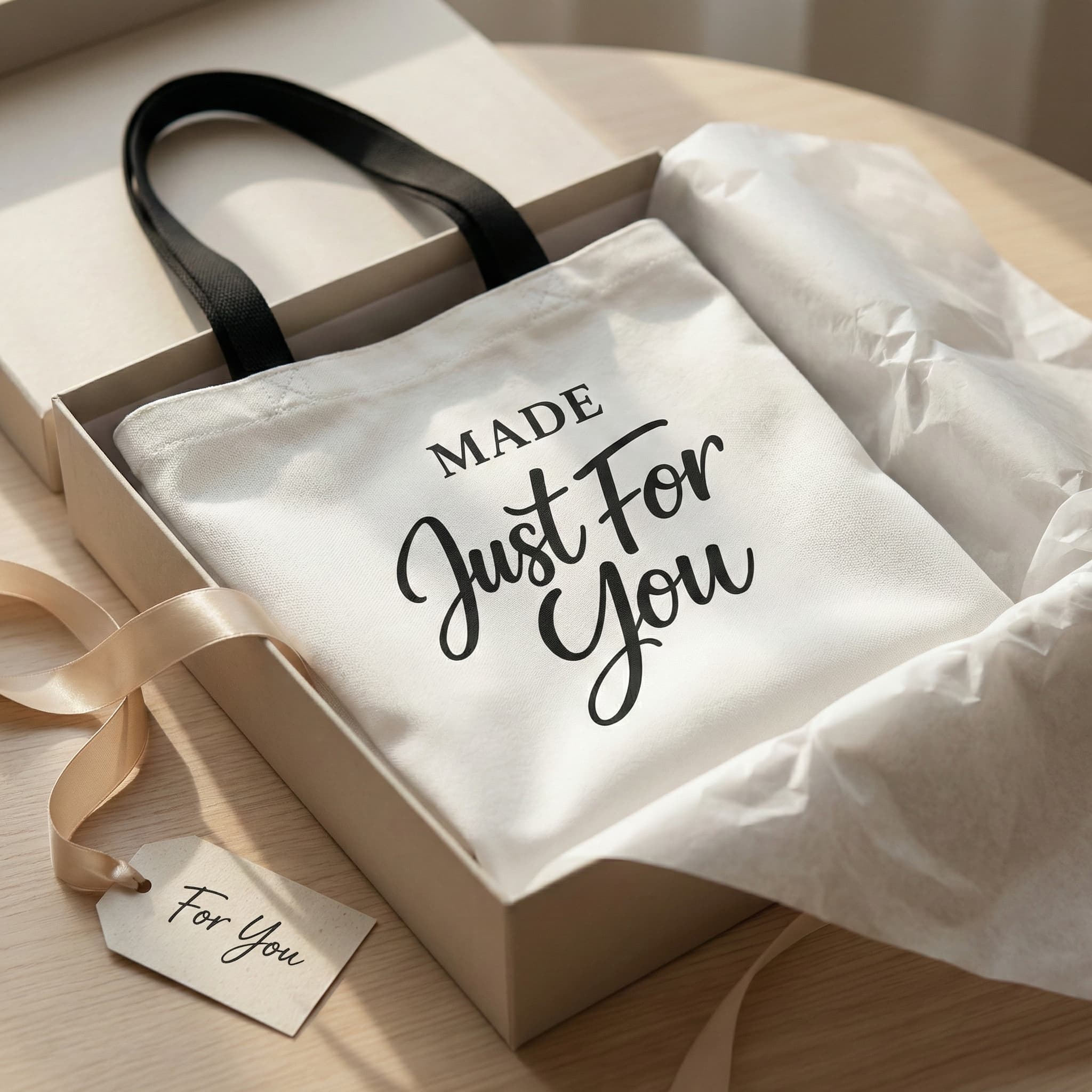 Canvas tote bag gift presentation mockup