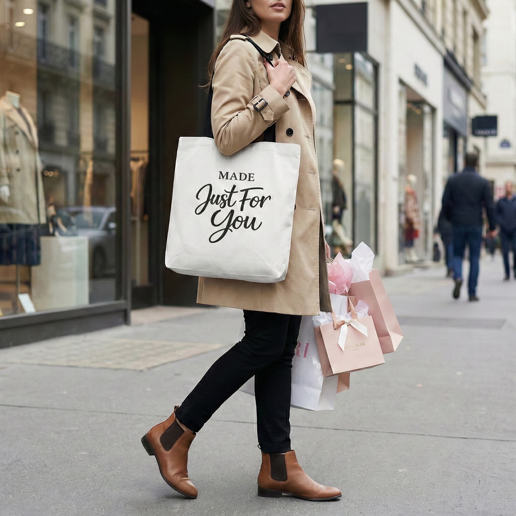Canvas tote bag farmers market shopping mockup