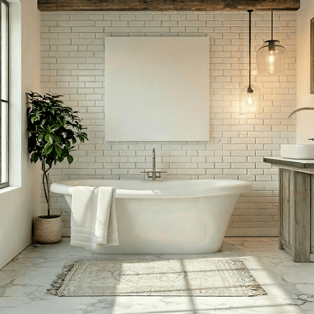 Modern bathroom canvas mockup