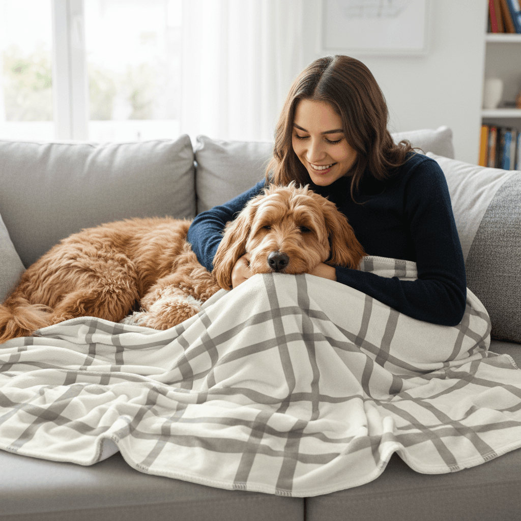 Pet cuddles throw blanket mockup