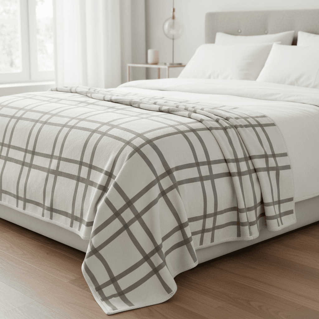 Throw blanket on bed mockup