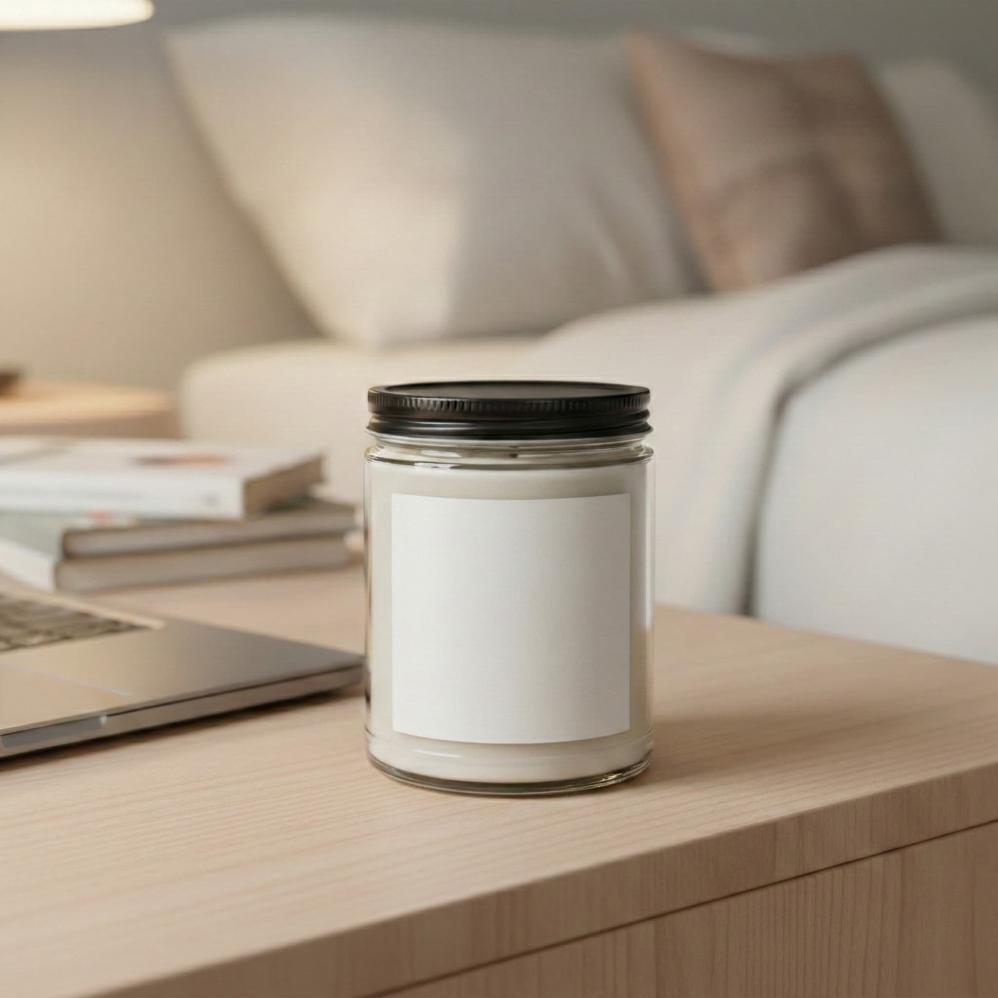 AI candle mockup — bedside glow