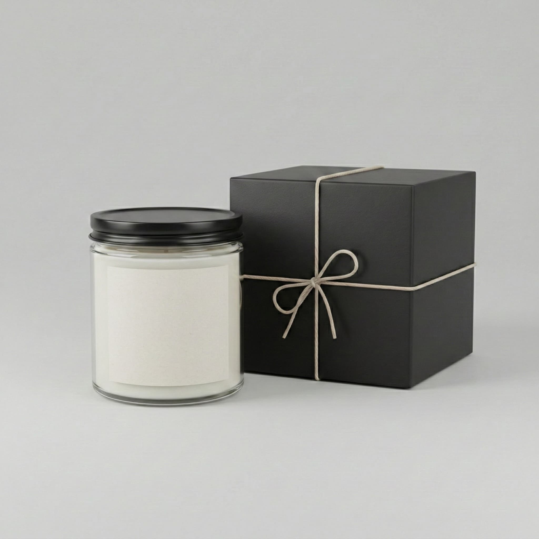 AI candle mockup — gift setting