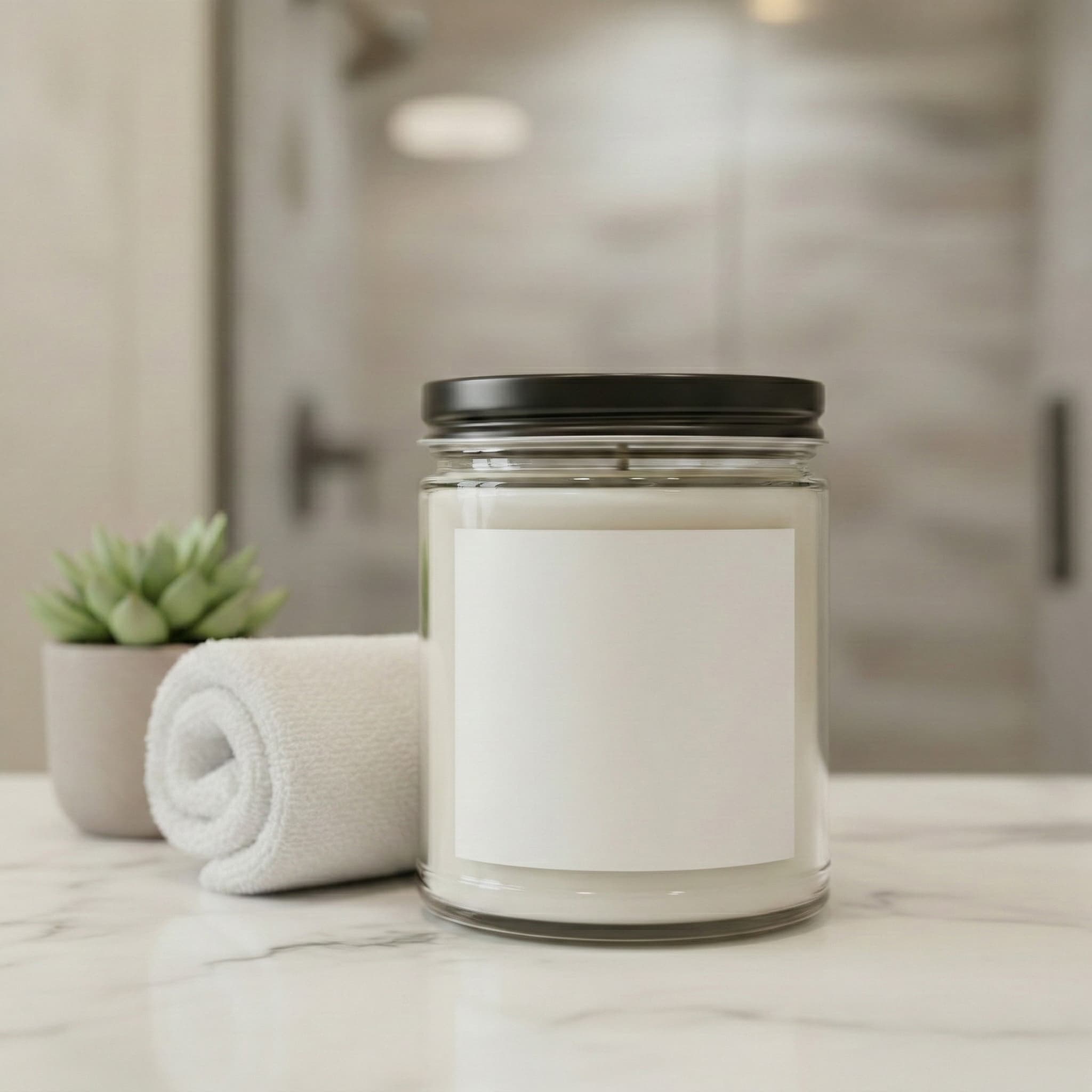 AI candle mockup — spa bath