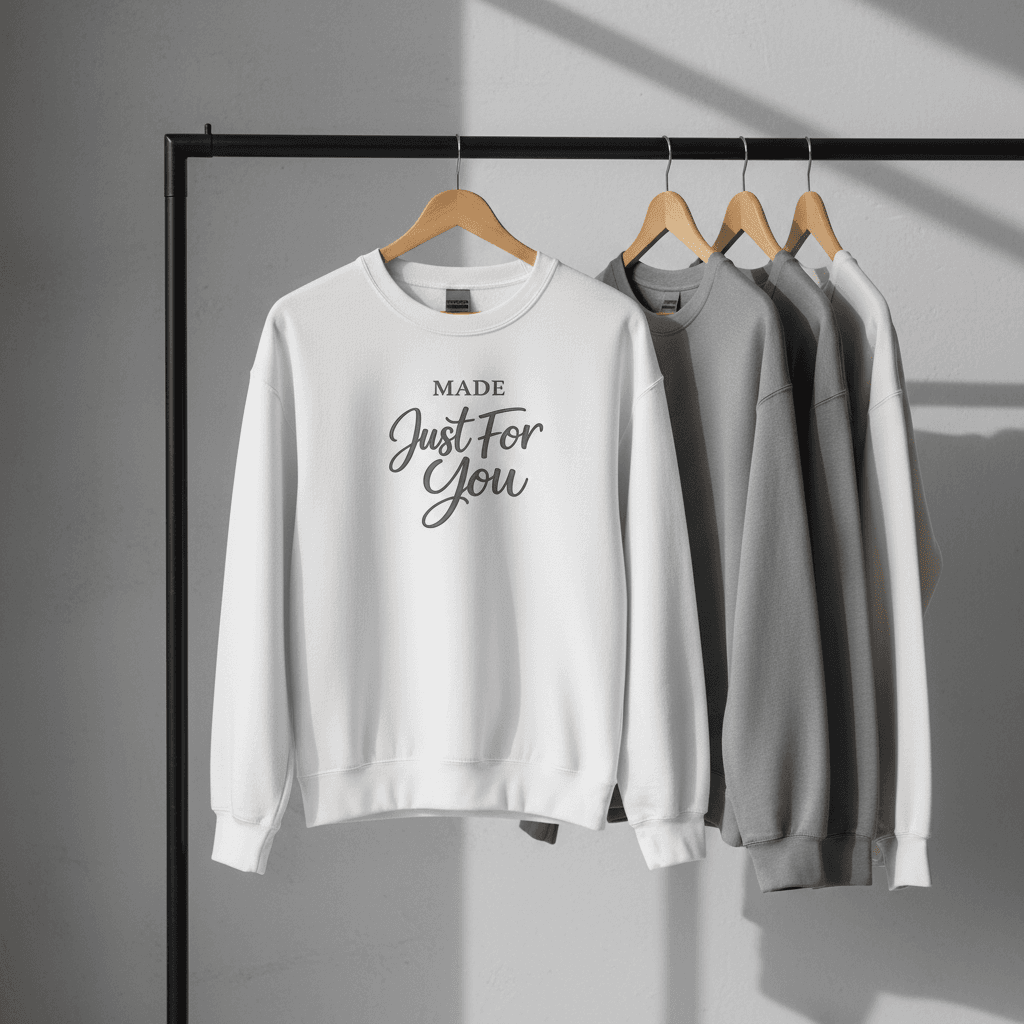 Gildan 18000 crewneck sweatshirt boutique display mockup