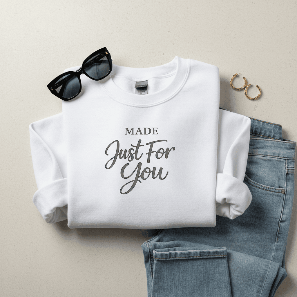 Gildan 18000 crewneck sweatshirt styled with jeans mockup