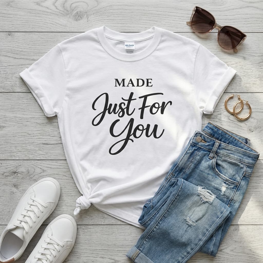 T-shirt styled with jeans mockup