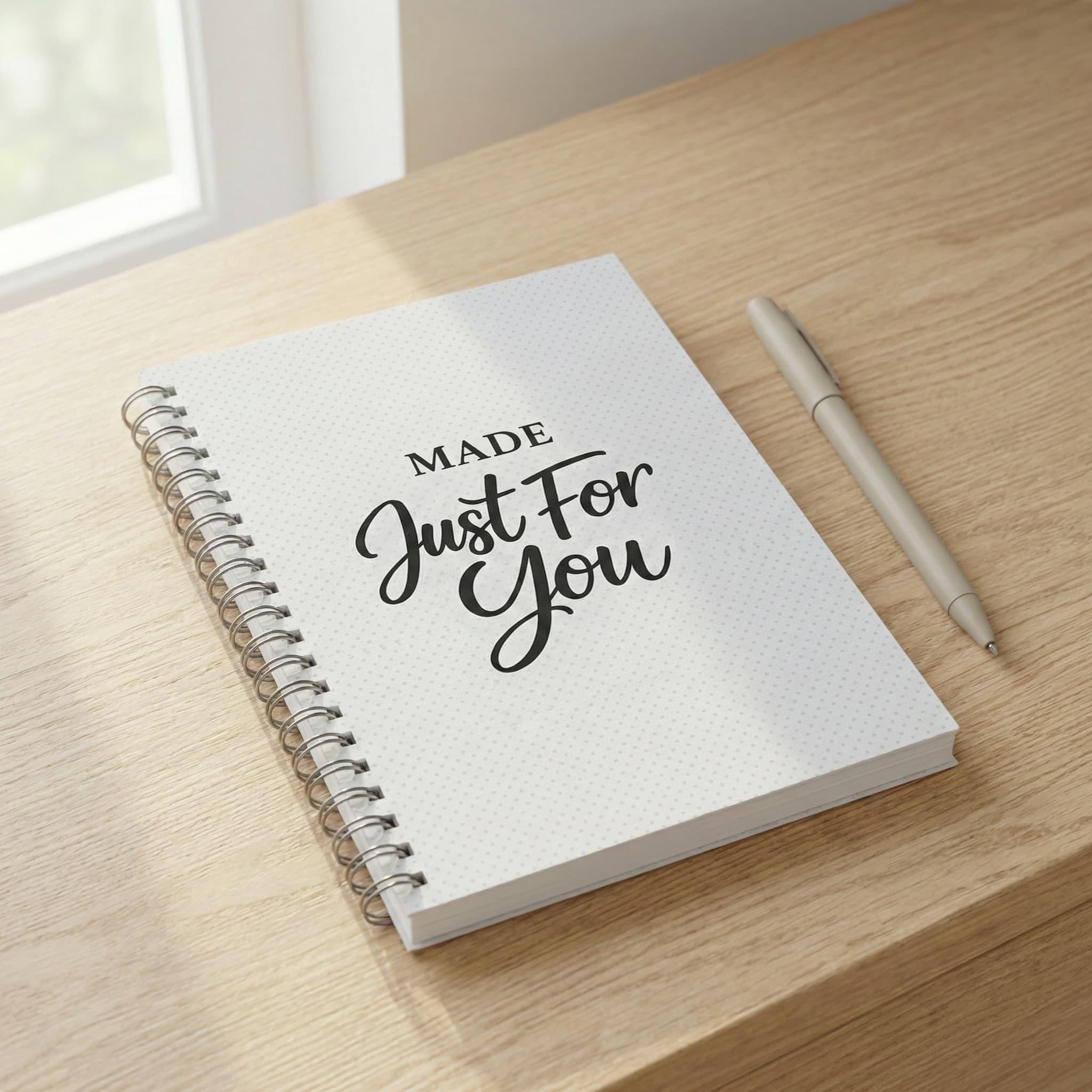 Spiral journal on a styled desk mockup