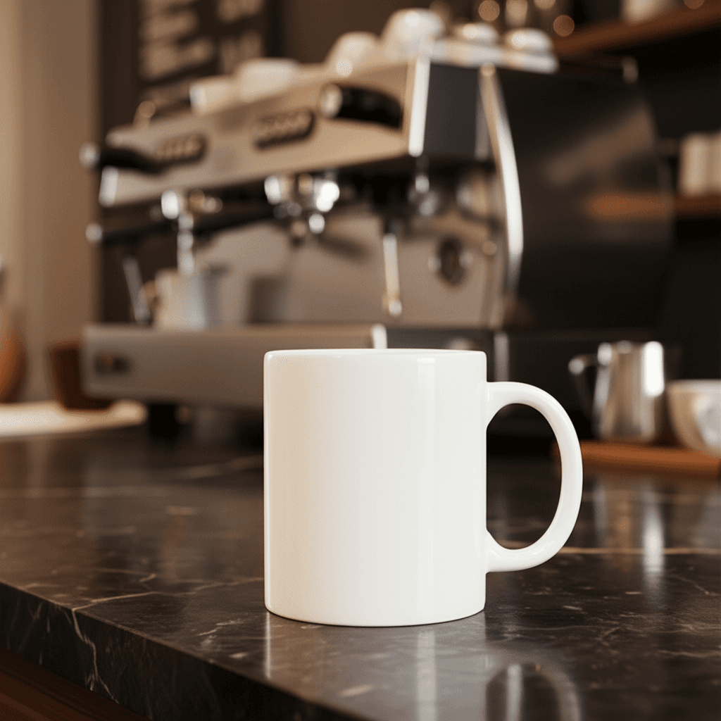 Cafe Table mug mockup