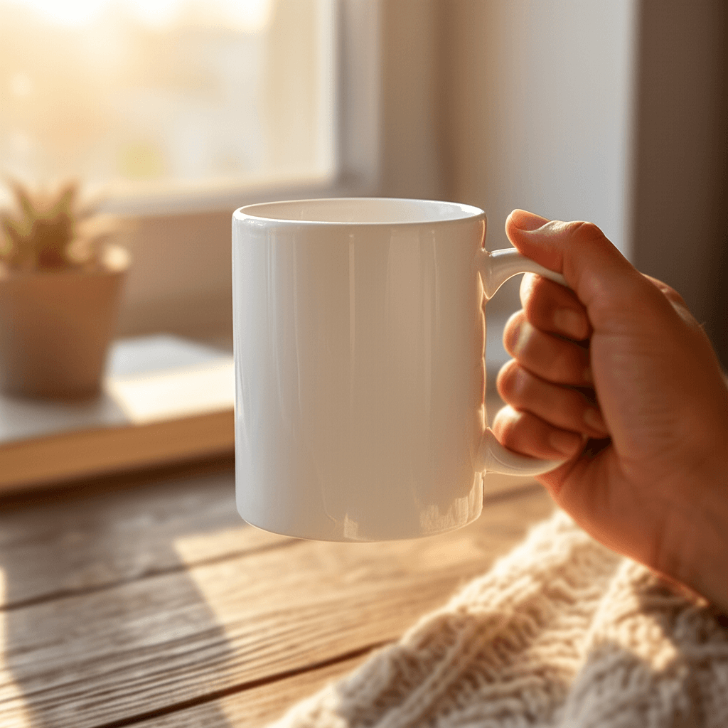 Morning coffee mug mockup