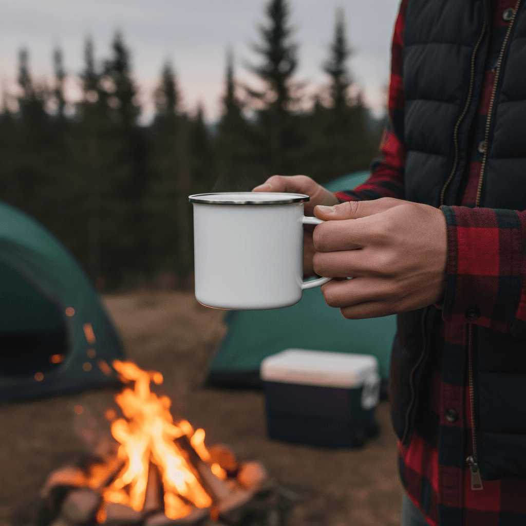Enamel camping mug mockup