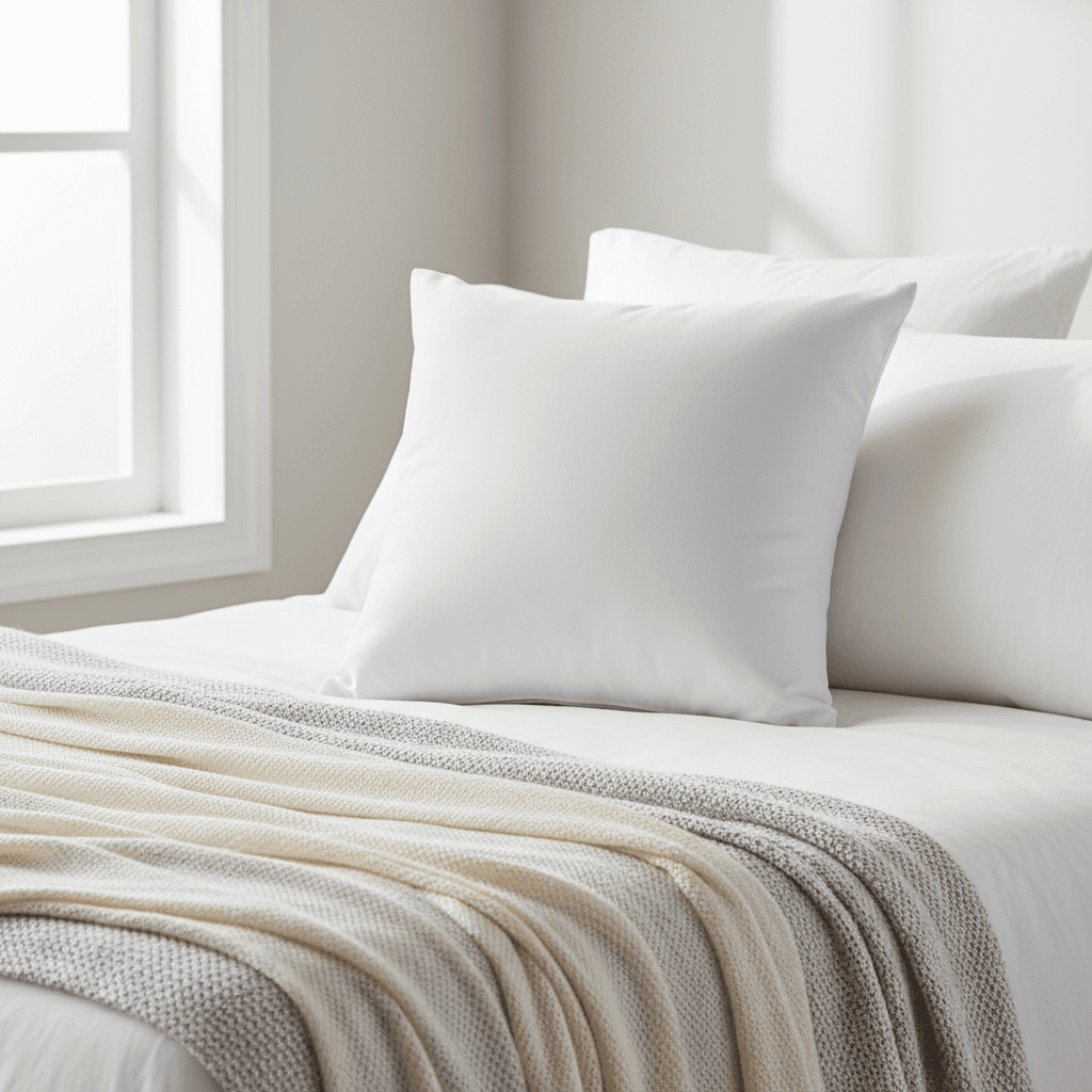 AI pillow mockup — styled bedroom