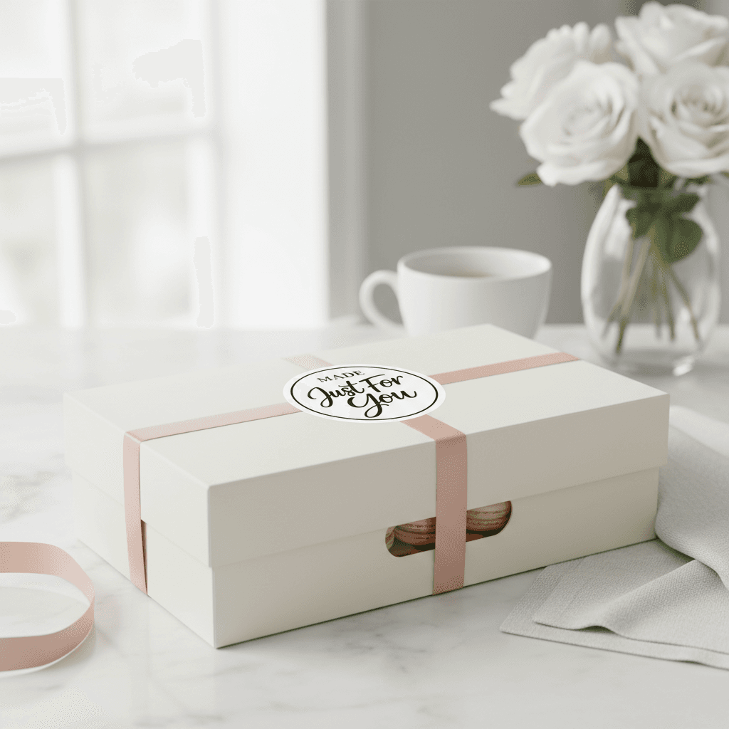 AI sticker mockup — bakery packaging