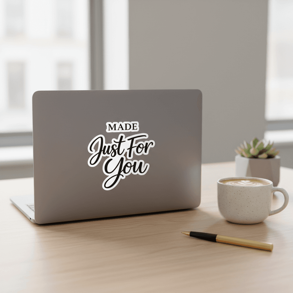 AI sticker mockup — laptop lid