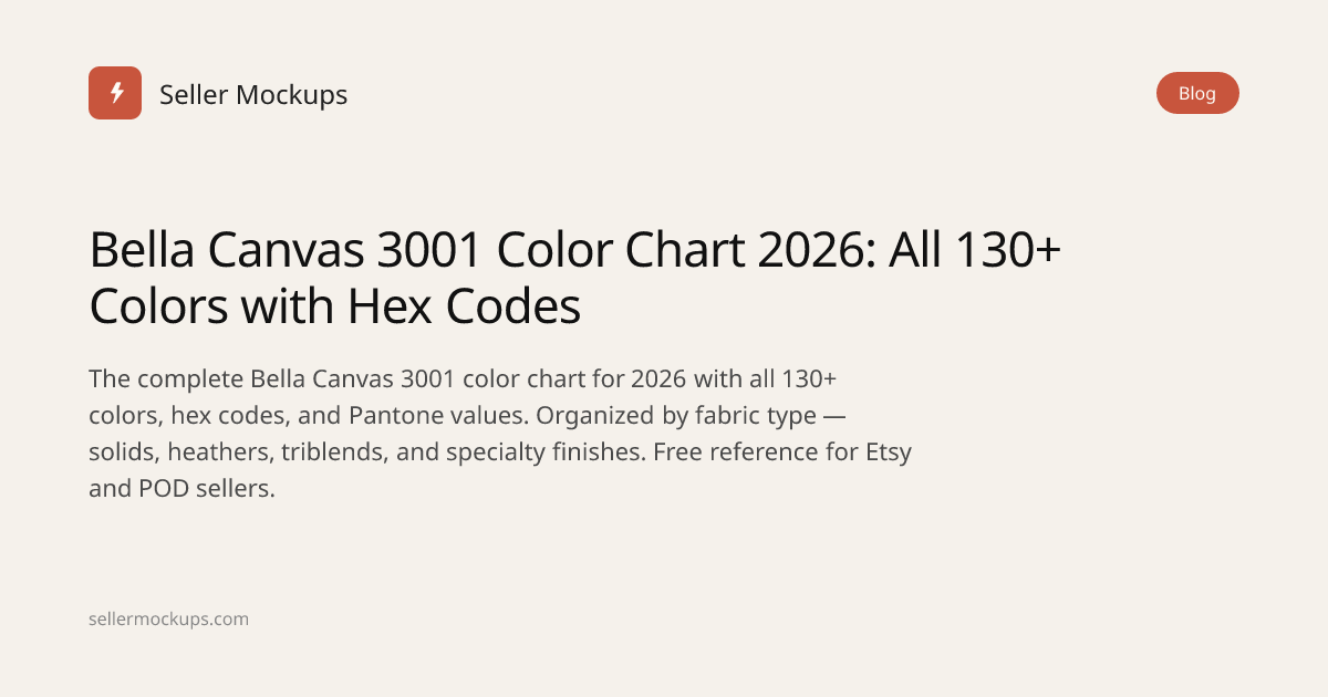 Bella Canvas 3001 Color Chart 2026: All 130+ Colors with Hex Codes ...