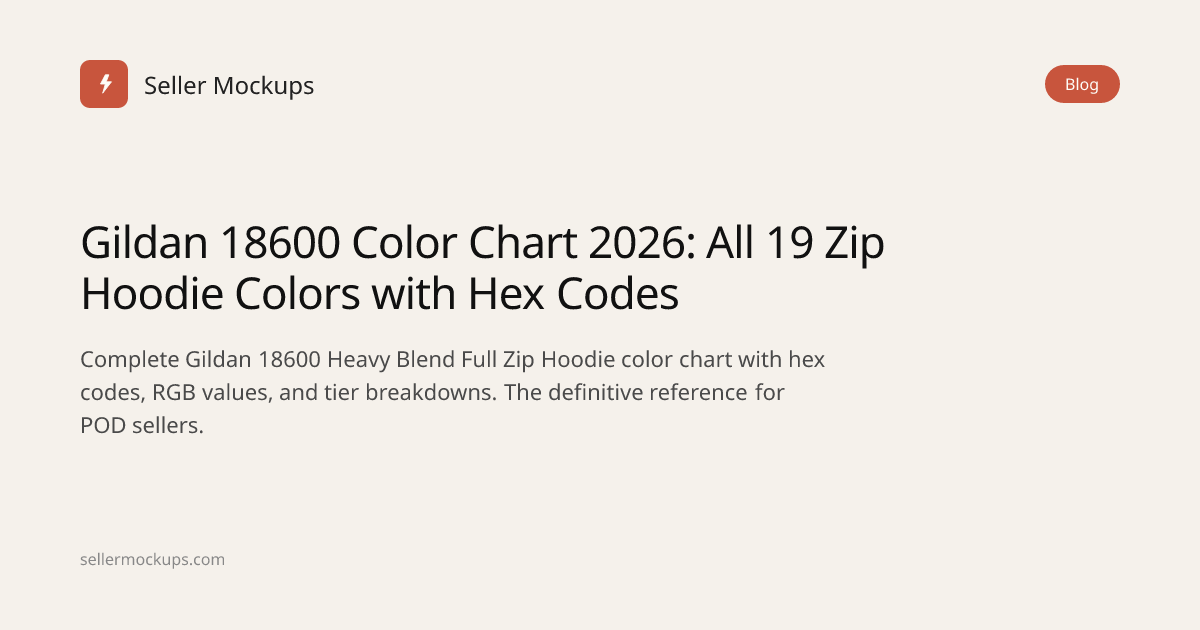Gildan 18600 Color Chart 2026: All 19 Zip Hoodie Colors with Hex Codes ...