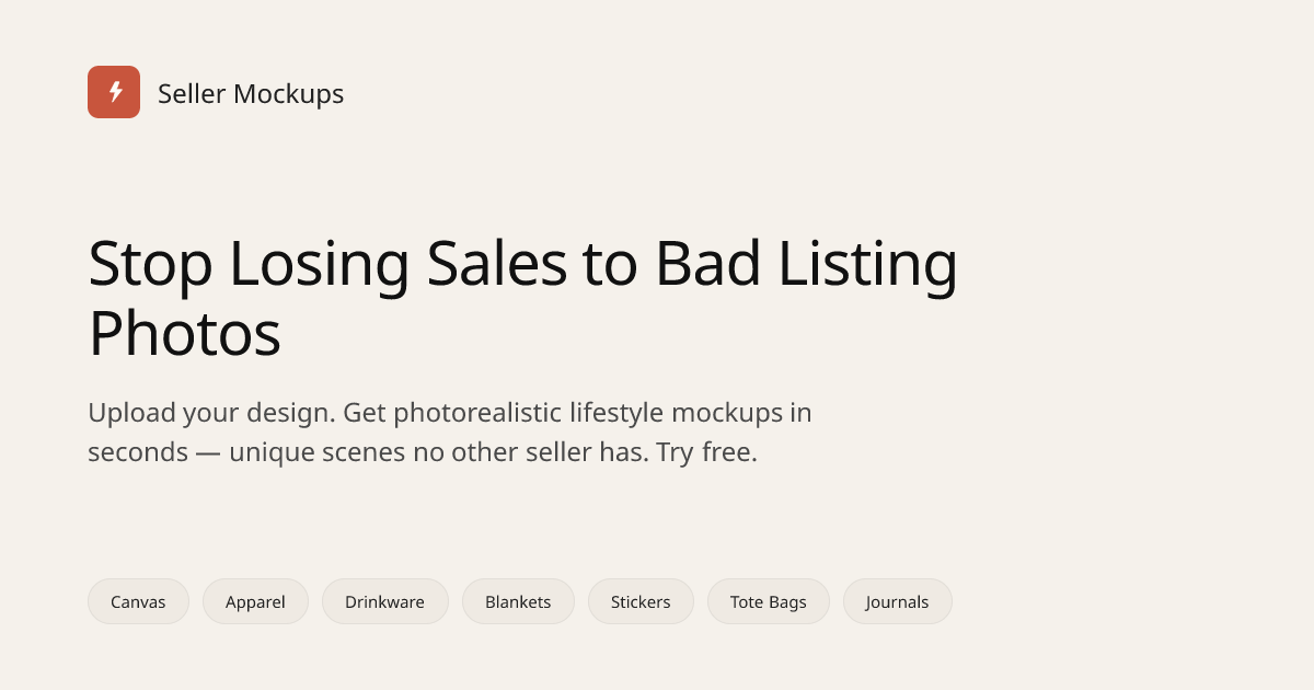 SellerMockups — AI Mockups for Etsy, Amazon & Shopify